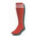 3 Striped Fold Over Heel & Toe Soccer Socks (10-13 Large)